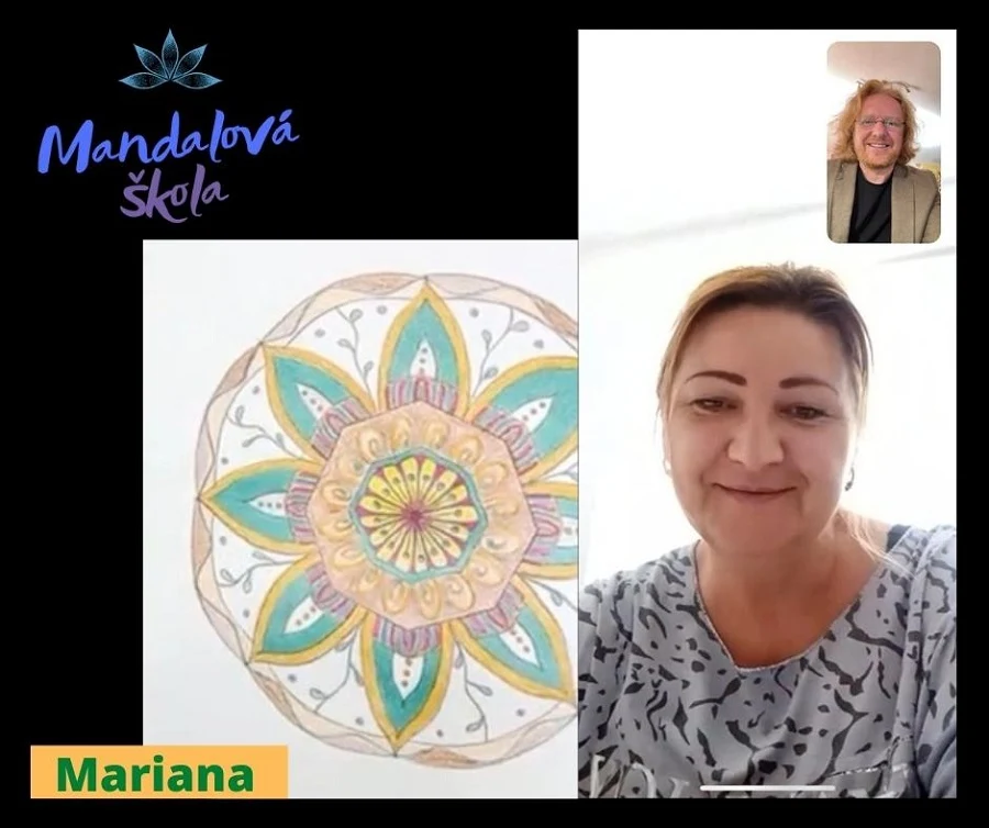 Marianna s farebnou mandalou počas online stretnutia